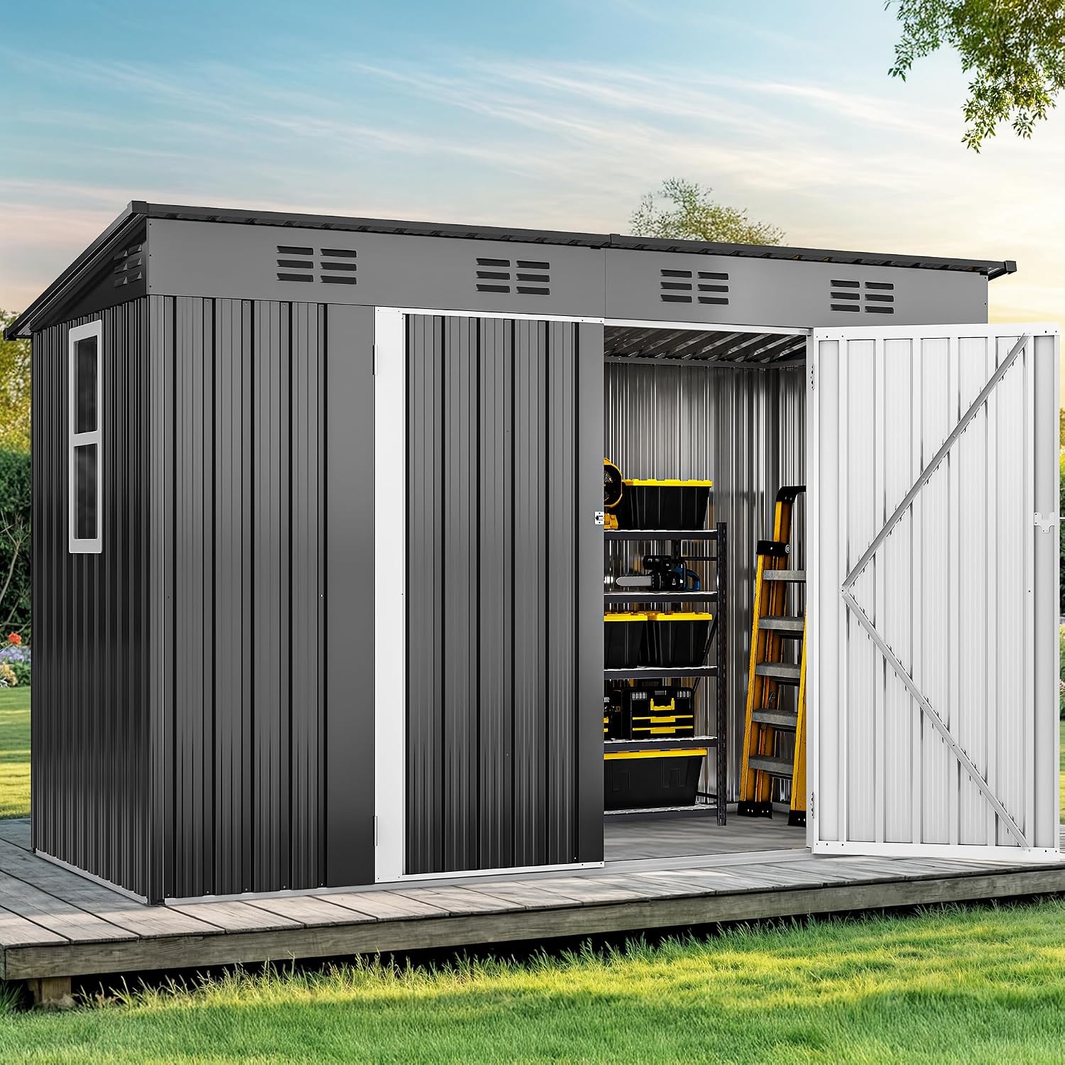 Outdoor Furniture Heavy Duty - Caseta de Almacenamiento Exterior de 9'