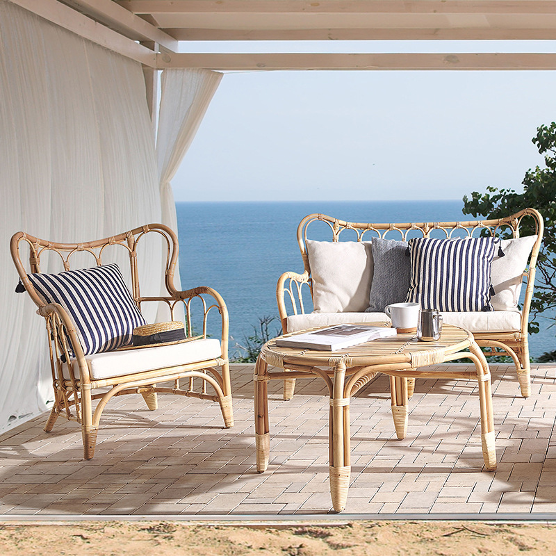 Outdoor Furniture Indonesia - Sofá de ratán natural, silla doble