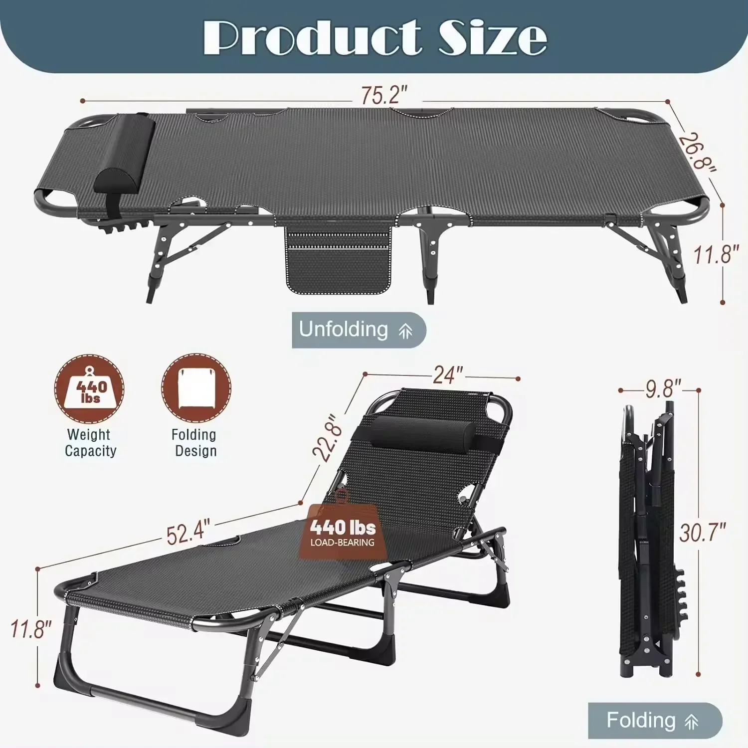 Cama Plegable Portátil con Pos - Outdoor Furniture For Sale reseña y precio