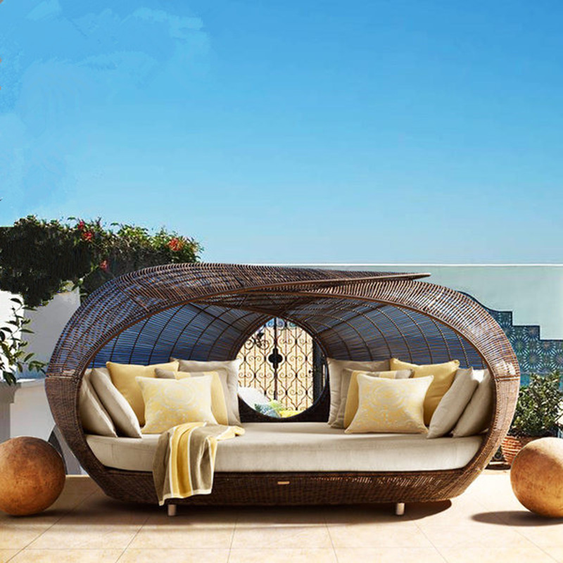 Cama de Día de Mimbre Semicirc - Outdoor Furniture For Sale reseña y precio
