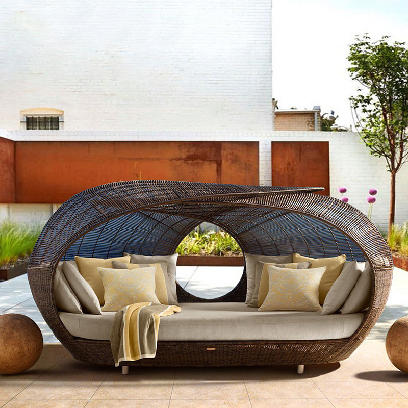 Cama de Día de Mimbre Semicirc - Outdoor Furniture For Sale reseña y precio