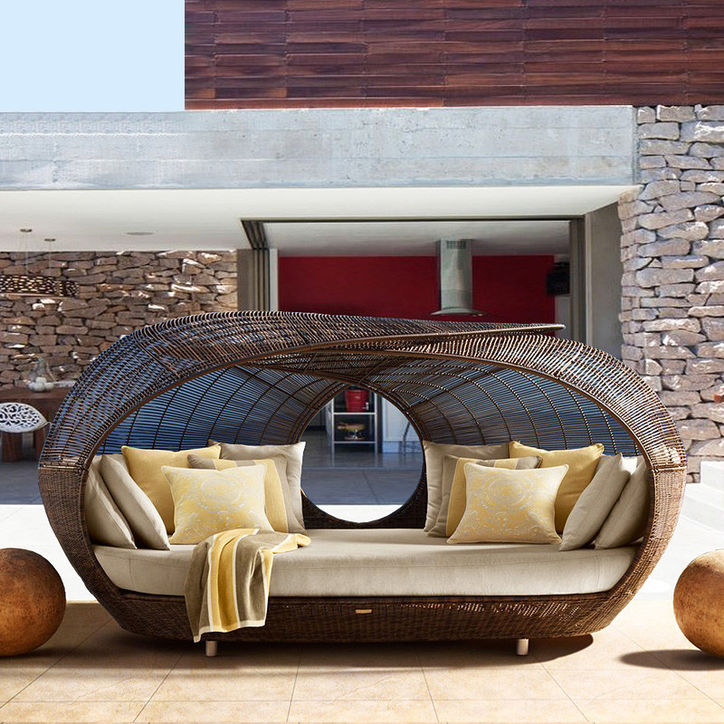Cama de Día de Mimbre Semicirc - Outdoor Furniture For Sale reseña y precio