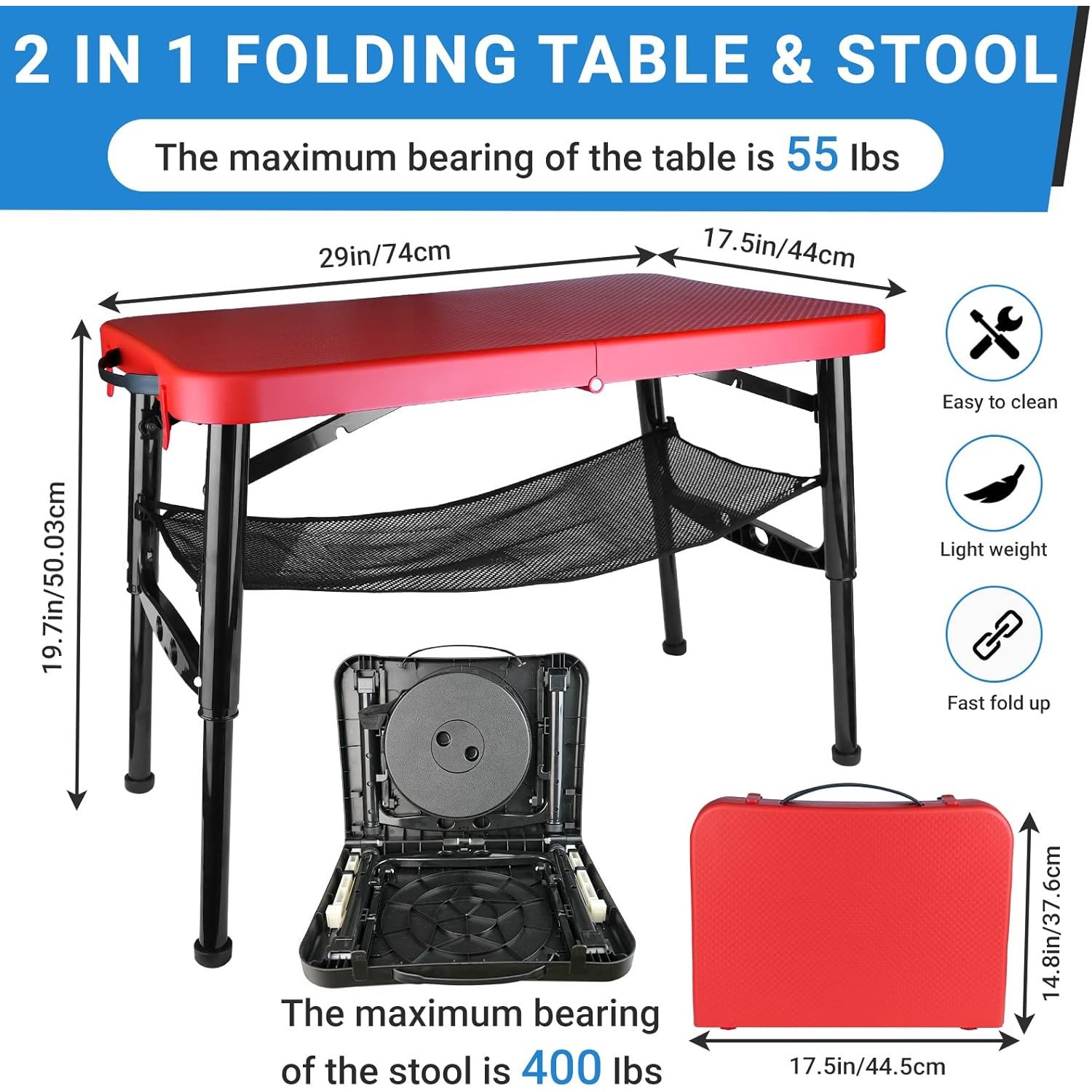 Juego de mesa y taburetes pleg - Camping Cot Foldable reseña y precio